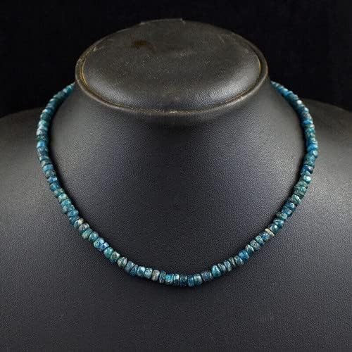 96 Cts Earth Mined Single Strand Blue Apatite Beads Womens Necklace CHIK_NECKLACE-30991