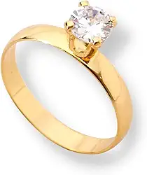 Anel de noivado solitário banhado a ouro 18k