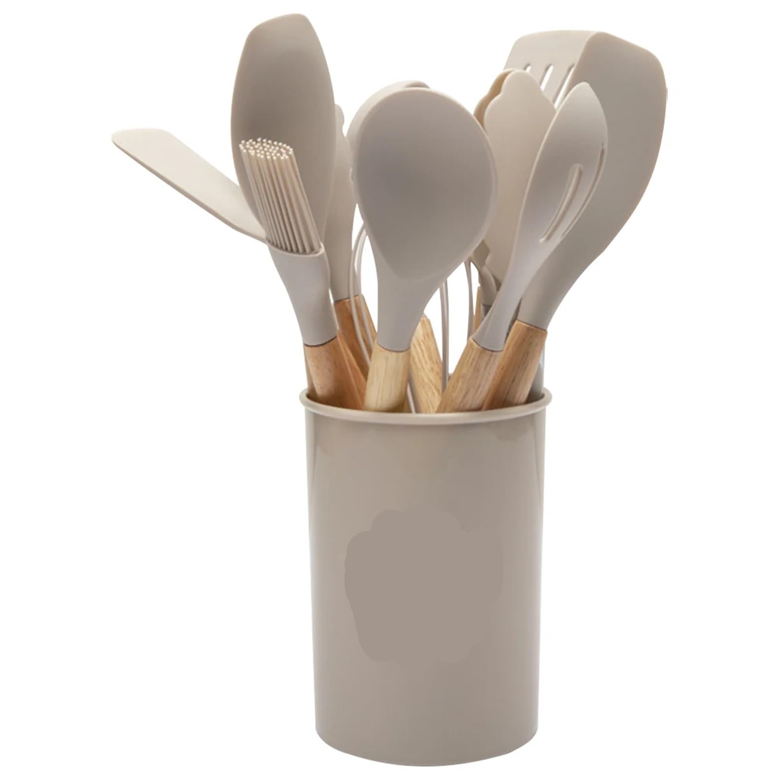 Silikon Küchenhelfer Set 12-teiliges Küchenutensilien-Set, Silikon-Spatel, Holzgriff, hitzebeständiges Kochgeschirr, Löffel, Pinsel, Schneebesen