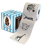 Printed TP Animal Pattern 2 Ply Toilet Paper Bathroom Tissue - Novelty Wildlife Bath Tissue Roll - Funny Toilet Paper for Home Decor, Potty Gag Gifts, Prank and Hilarious White Elephant - 500 Sheets