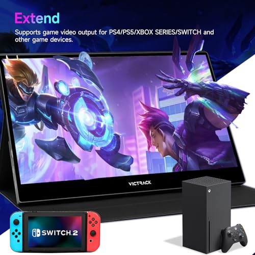 Image of Victrack 4K Touchscreen Pro Gaming Portable Monitor, 13.3 inch Ultra UHD (3840*2160), for handheld gaming pc, style as ASUS Rog Ally, Lenovo Legion go, 100% RGB IPS Display HDR Travel Monitor Smart Cover