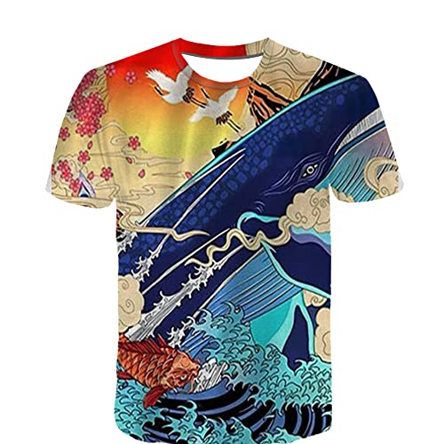 HHLLZFH T-Shirts imprimés à Manches Courtes Requin T-Shirt imprimé en 3D Intéressant été/Printemps T-Shirt imprimé en 3D pour la Taille supérieure S-3XL Cover