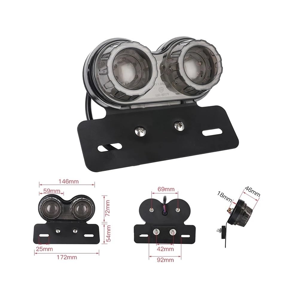 Moto luce freno stop Luci Di Segnalazione Universali Per Moto 12V Fanale Posteriore Doppio Per Moto Lampada Posteriore LED Fanale Posteriore Integrato Targa Doppia Luce
