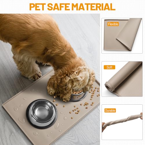 image for Hubulk Dog Feeding Mat,100% Waterproof Food Grade Silicone Pet Food an