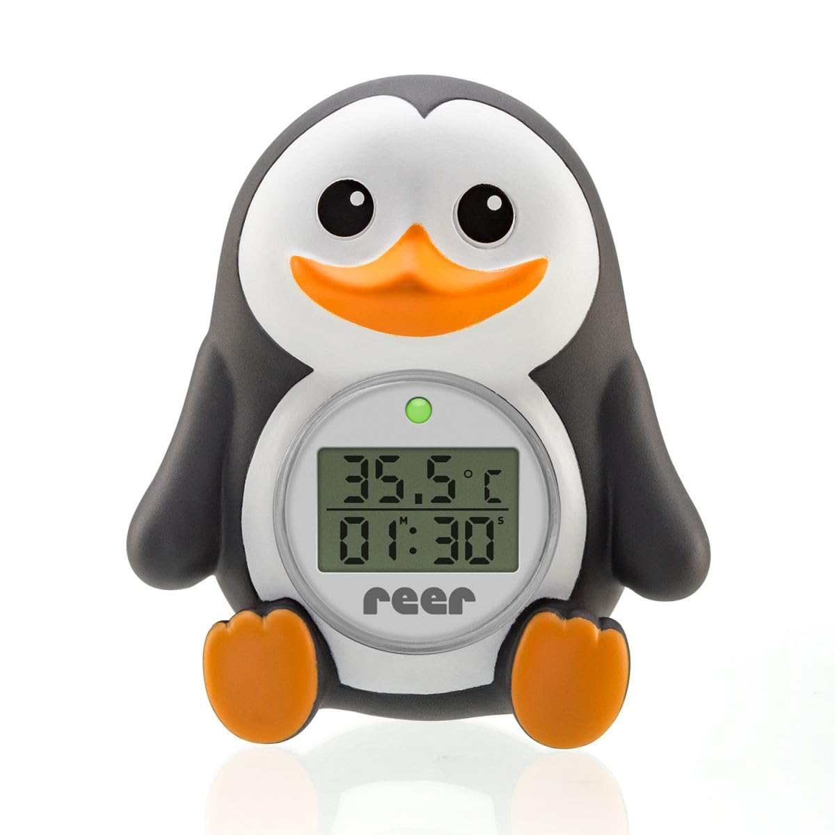 reer MyHappyPingu digitales Baby-Thermometer für die Badewanne, Pinguin, kindersicheres Bade-Thermometer