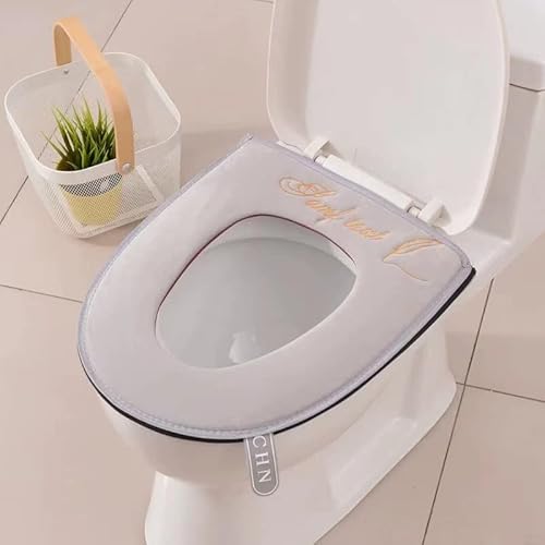 2 Stück dickere Badezimmer weiche Toilettensitzbezug Polster mit Griff Toilettendeckel Bezug Kissen weich dicker waschbar passt alle ovalen WC-Sitze Cover