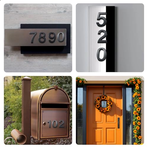 Hausnummer Selbstklebend,Schwarze Türnummer,3d-Türnummer,Ziffern 0 bis 9,10cm,Für Türen, Briefkästen, Wohnungen,Verwendung im Freien