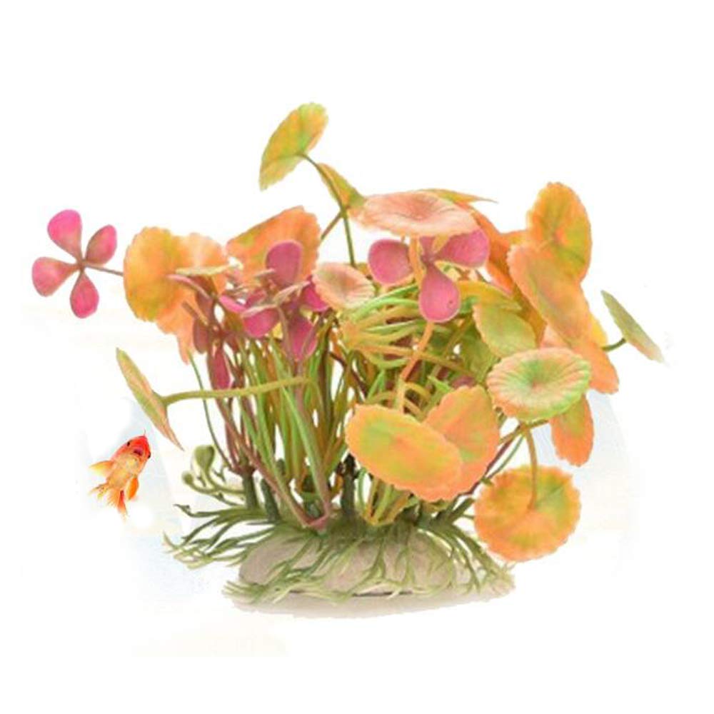 VOANZO Pack of 5 Artificial Aquarium Plants, Small Size Fish Tank Decorations Home Décor Plastic(Orange)
