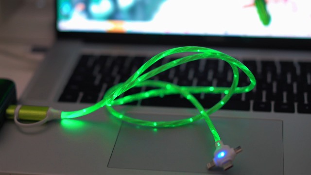 Image of 6 Combinations Multi Ports USB Charger USB A /USBC to MicroUSB /Type C PD Fast Charging Cord Light Up LED Starry Current to be a Night Light Compatible with Most of devices-39 inches Green.