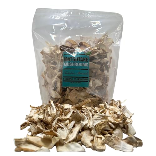 Crater Lake Specialty Foods Dried Matsutake Mushrooms – Wild-Crafted Edible Mushrooms, Available in (1, 2, 4, 8) oz & 1 lb Packs – Perfect for Rice Dishes, Fish, Chicken & More (1 Lb)