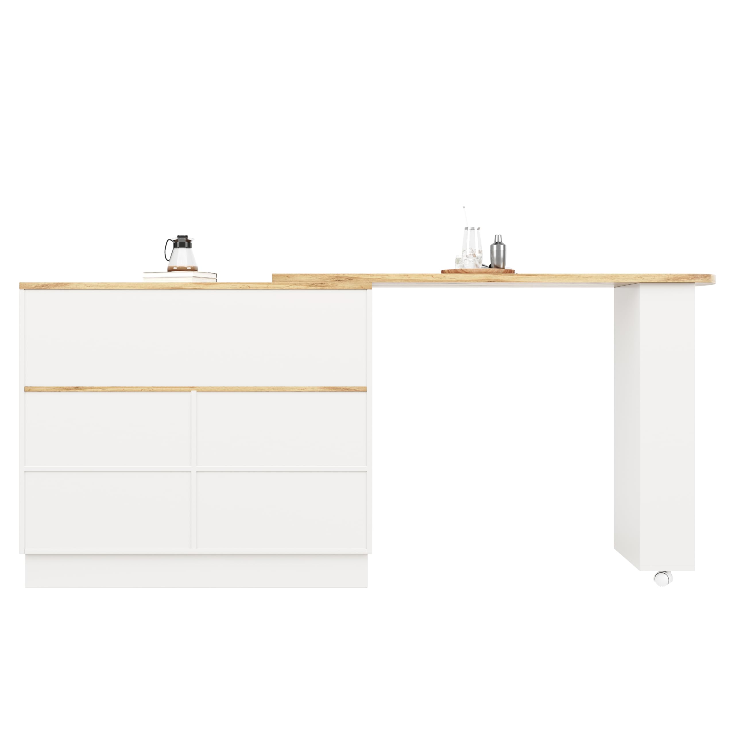 Kebnor Estantería giratoria de 360 ° (cuerpo principal 90 x 45 x 100 cm), aparador giratorio moderno y sencillo, multifuncional con estantes y cristal, apto para cocinas y restaurantes (blanco)