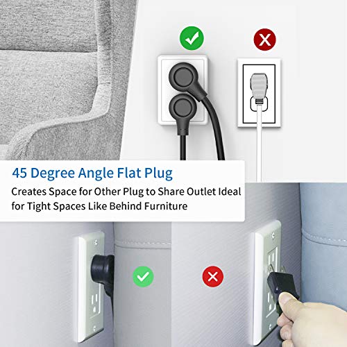 15 Ft Extension Cord Flat Plug Surge Protector Power Strip With Usb, Ntonpower 12 Outlets Surge Protector Wall Mount, 2100 Joules, 1875W, 15A Circuit Breaker For Home Office Dorm Essentials, Black #TOP4