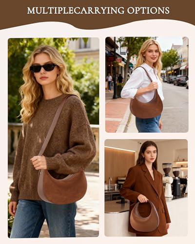 Bolso cruzado de ante para mujer, bolso bandolera miniatura 2