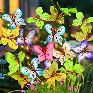 Solar Lights Outdoor Waterproof Butterfly Decor,2 Packs Solar Swaying Butterfly Lights,Gardening for Mom Women,Solar Decorative Flowers Plant Lights Stakes for Garden Yard Pathway