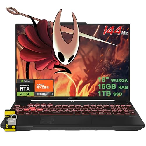 ASUS TUF Gaming A16 Laptop 16" WUXGA IPS 144Hz AMD Hexa-core Ryzen 7 7445HS 16GB DDR5 1TB SSD NVIDIA GeForce RTX 4050 (Up to 194 AI Tops) RGB Backlit USB4 Two-Way AI Noise Cancelation Win11 ICP Hub