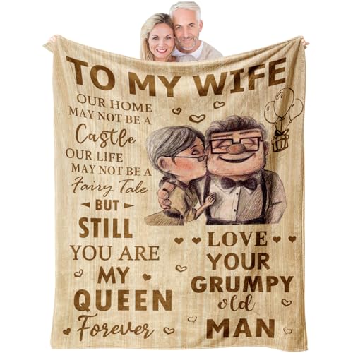 Jinmaple Gift for Wife from Husband, to My Wife Blanket 130x150CM, Wedding Anniversary Romantic Gifts for Women Birthday Christmas Valentine's for Her Birthday Presents for Wife Wifey Fiance