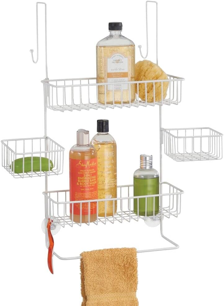mDesign Steel Over the Door Shower Caddy Hanging Shower