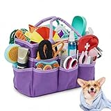 HTYSIQI Dog Grooming Organizer Bag with 5 Pockets, 600D Oxford Portable Tote for Pet Supplies, Travel Storage for Grooming Tools, Shampoo, Brush, Clipper - Lightweight & Durable