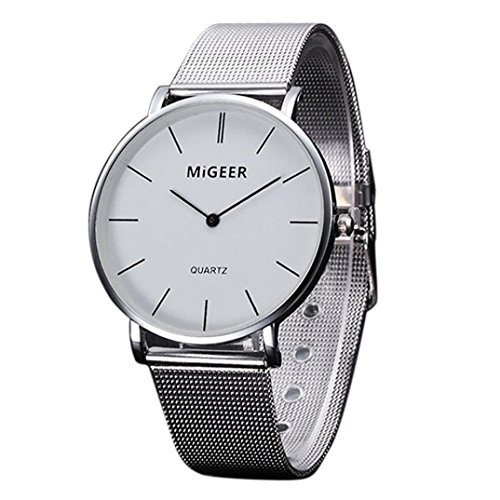 Yistu Moda mujer cristal acero inoxidable cuarzo analógico pulsera pulsera de reloj (B)