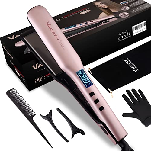 VAGARY Hair Straightener and Curler 2 in 1, Straightening Iron with Anion Hair Care. Flat Iron with Constant Temperature Set Up for All Hair Conditions. Gift for Women