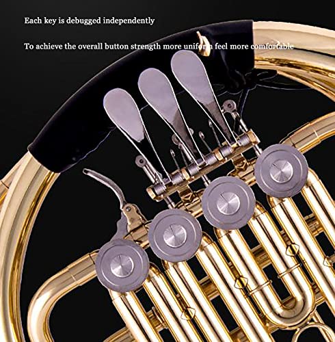 B Flat 3/4 Key Single French Horn With Gold Lacquer Finish - Includes Case, Mouthpiece, Gloves, Cleaning Cloth (4 Keys Single Row French Horn) #TOP4