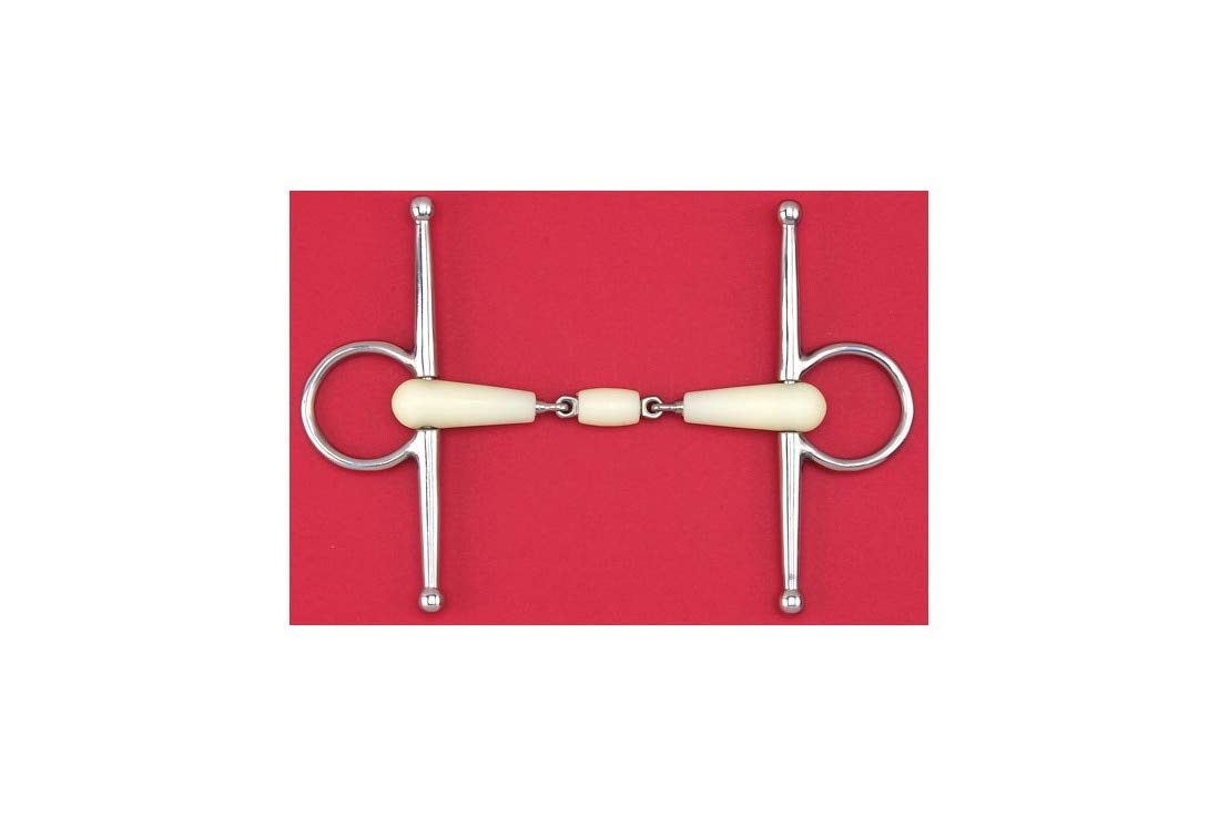 Happy Mouth Double Jointed Roller Mouth Full Cheek Bit - Apple Scented Durable Stainless Steel Rings Soft Polymer Roller Mouthpiece Horse Riding Bit