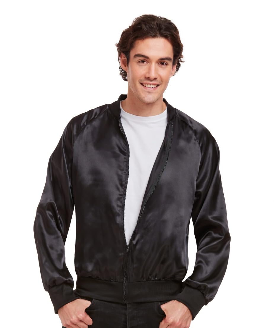 NuJake Men's Black 1950s Jacket Fancy Dress Costume 50s Teddy Boy Greaser