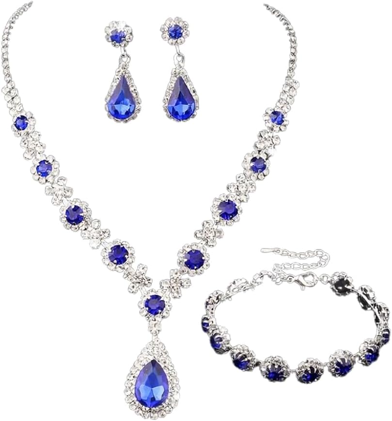 PINKPIN 3pcs Jewelry Set for Women, Necklace Dangle Earrings Bracelet Set, Allergy Free Wedding Party Jewelry for Bridal Bridesmaid