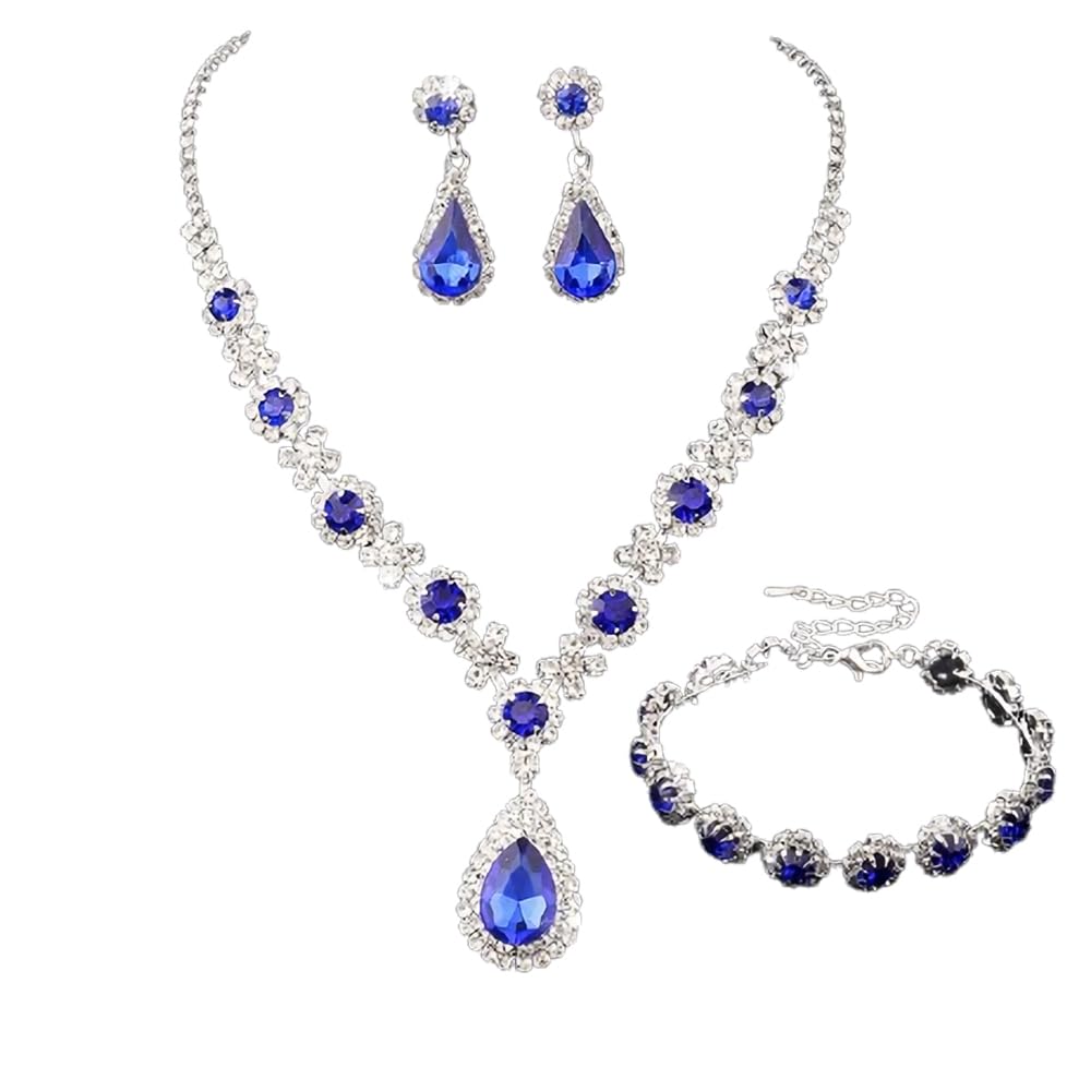 PINKPIN 3pcs Jewelry Set for Women, Necklace Dangle Earrings Bracelet Set, Allergy Free Wedding Party Jewelry for Bridal Bridesmaid