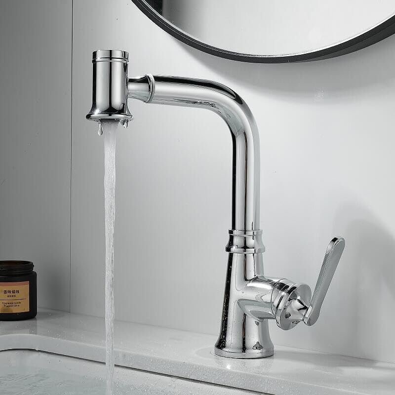 Robinet de lavabo de salle de bain mitigeur eau chaude et froide or