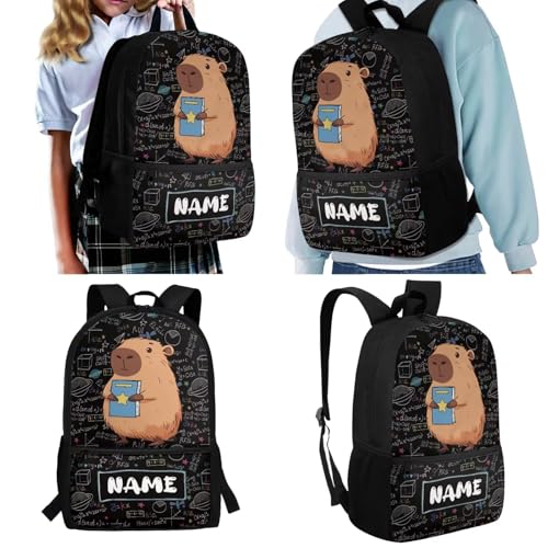 Capybara Backpacks for Girls 10-12 Large Capacity Custom Backpack for Girls Set of 4 Pcs Personalized Backpack Breathable Elementary Kids School Bag with Lunch Box2