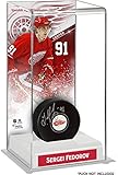 Sergei Fedorov Detroit Red Wings Deluxe Tall Hockey Puck Case - Hockey Puck Display Cases No Logo