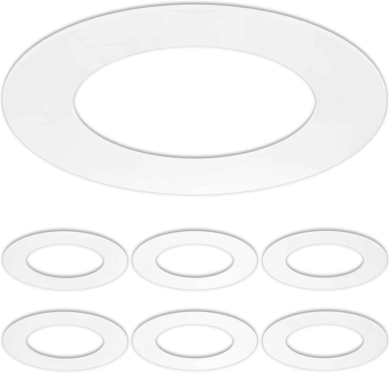 6 Pack Gloss White Goof Trim Ring for 4" Inch Recessed Can Lighting