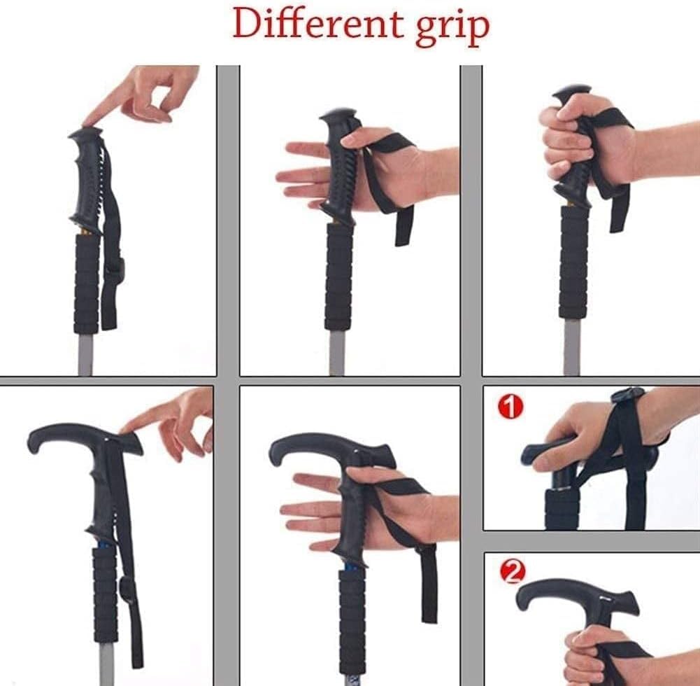 Bastones de senderismo ajustables, bastones de senderismo antigolpes, bastones de viaje ligeros para personas mayores, bastones de supervivencia duraderos para aventuras al aire libre