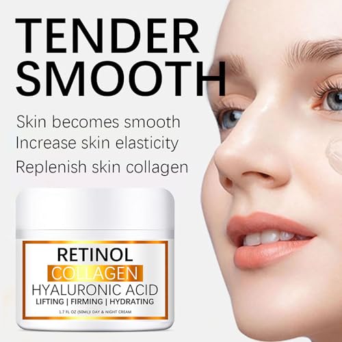 Retinol Face Cream with Hyaluronic Acid & Vitamin E - Collagen Cream - Anti Wrinkle Face Cream - Skin Lightening Cream - Dark Spot Remover - Anti Aging Face Cream - Night Cream for Women - Image 4