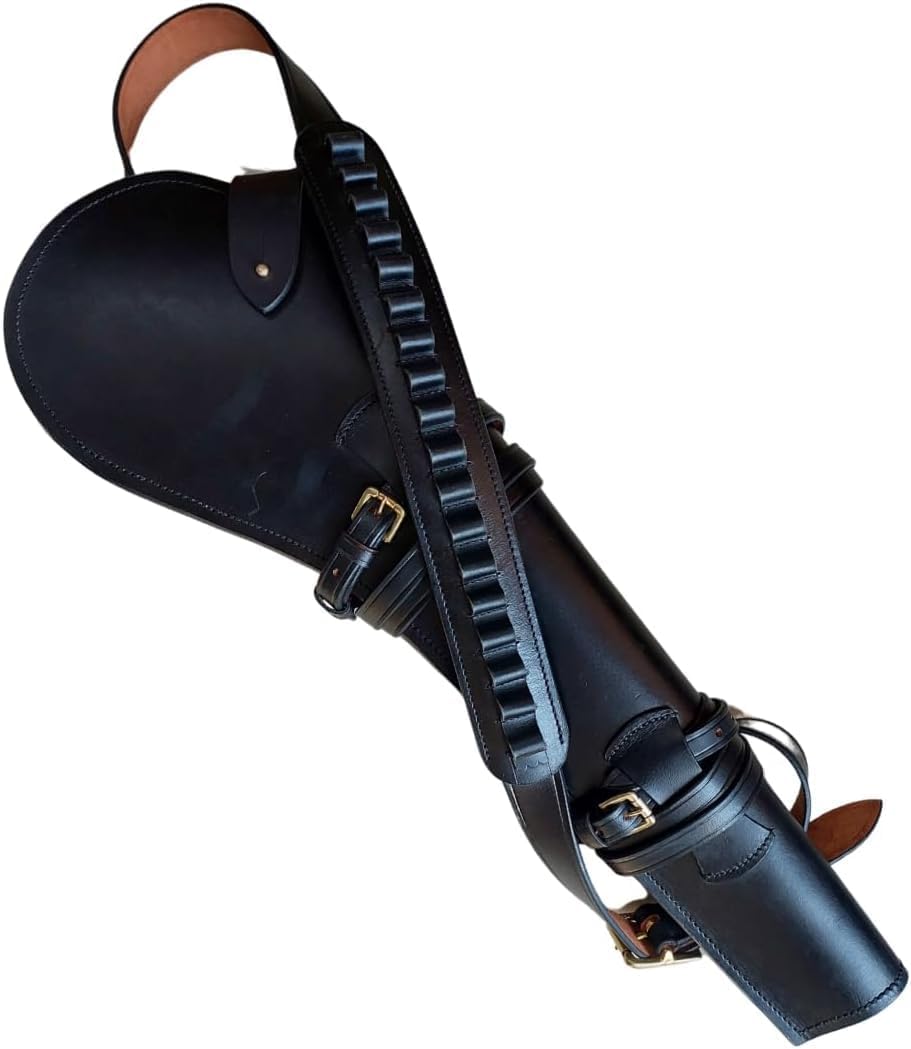 Western Rifle Scabbard – 24" Fast Draw Leather Gun Holster with Soft Suede Lining – Saddle Mount Rifle Case – Fits Henry, Rossi Ranch Hand, Winchester Trapper, Mare’s Leg