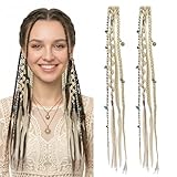 HIVTE 40cm Clip-in Zopfhaarverlängerungen, 2 Stück, hellgold, synthetische Dreadlocks für Damen, Cosplay & Alltag