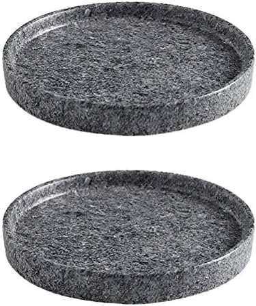 DOITOOL 2PCS Round Ceramic Plant Saucer Tray Plant Pot Saucer Flower Pot Tray for Garden Potted Water Drips and Soil (Grey, 5.9x5.9x0.7 inch)