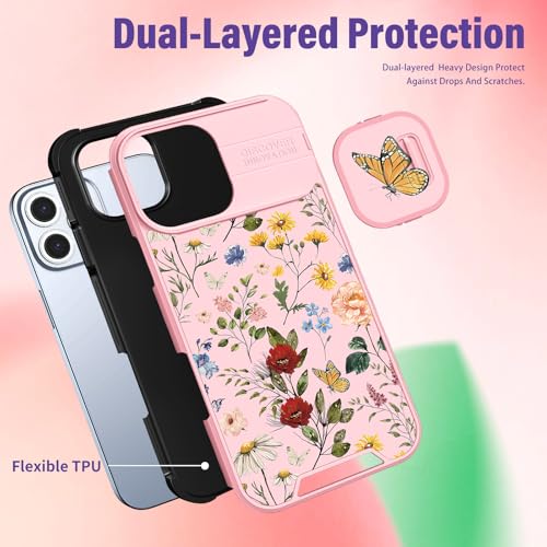 Image of Funermei for iPhone 16 Pro Max Case - Women Girls Cute Phone Cover Girly Pretty Aesthetic Flower Floral Unique Design with Camera Cover Funda for Apple for iPhone 16 Pro Max