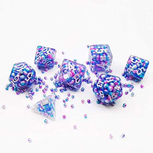 Bescon Peacock Pearl Polyhedral Dice Set, Pearl Poly RPG Dice Set of 7