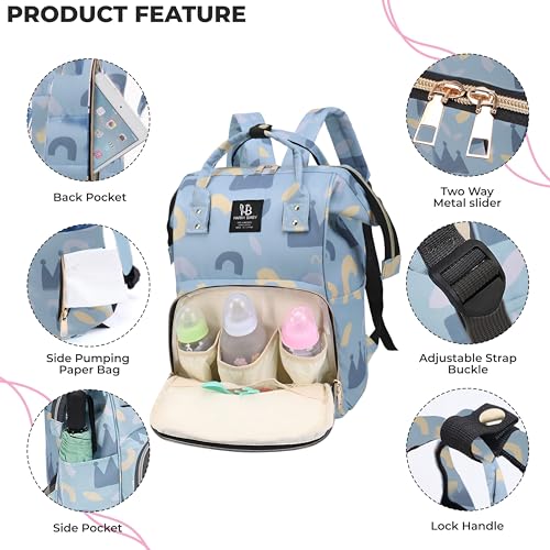 Image of BEMBIKA Diaper Bags For Mom And Dad Kids Diaper Bags For Travel Backpack With Small Bottle Pouch For Multi-Function Waterproof And Large Capacity-(Sky blue)