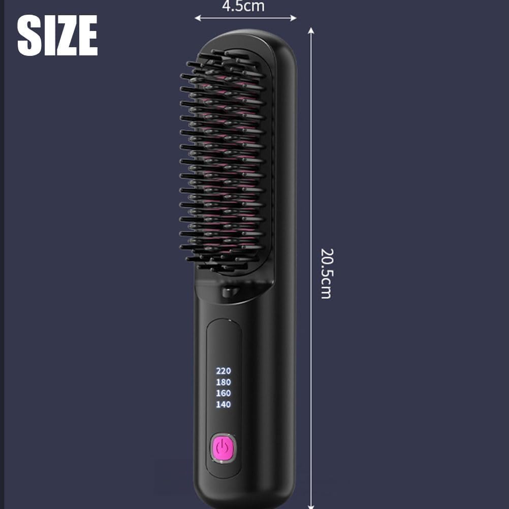 Brosse Chauffante Pour Cheveux Courts, Brush for Short Hair - The Short Hair, with Lcd Temperature Display, Fast Heating Cordless Mini Hair Brushs, for Travel (Purple) - 2