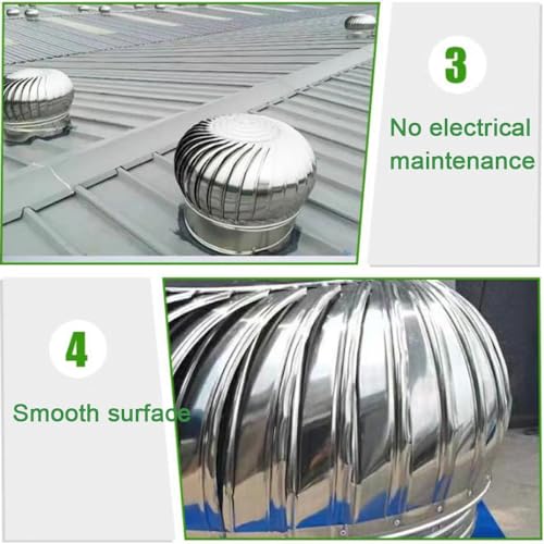 Hotte ventilation non électrique évent de toit inox 800mm - 5