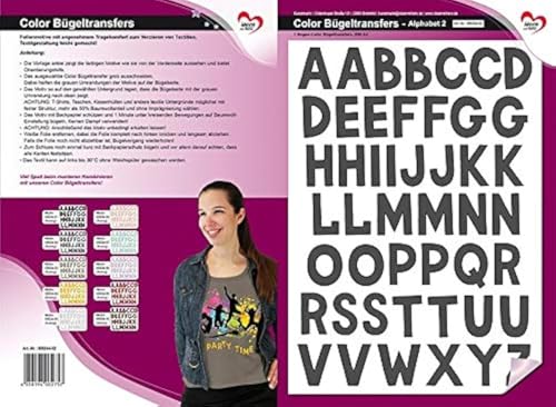Ideen mit Herz Color Bügeltransfers, DIN A4, ABC, Alphabet | Buchstaben auf Transfer-Folien für Textilien wie T-Shirts & Taschen | Transfer-Bilder einfach aufbügeln | DIY Textildesign (anthrazit)