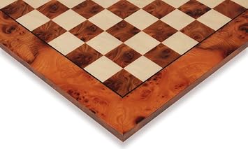 Elm Burl & Erable Chessboard - 2 Squares Wooden Chess Board w/Semi-Gloss Polyurethane Finish - Durable Chess Boards for Adults, Kids - Perfect Wood Chess Board for Ebony Chess Pieces & Other Sets