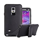 Galaxy Note 4 Holster Case, Harsel Defender Series Heavy Duty Shockproof Impact Dustproof Full Body Military Protective with Belt Clip Built-in Screen Protector Case for Galaxy Note 4 - Black