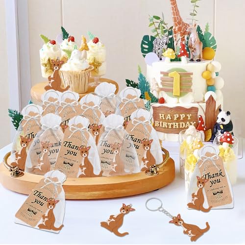 CiciBear 24 Stück Schlüsselanhänger für Känguru-Geburtstag, Babyparty, Waldtiere, Party, Goodie Bag Stuffer, Kindergeburtstag, Karnevalsbelohnungen