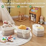 OIAHOMY Storage Basket, Woven Baskets for Storage, Cotton Rope Basket for toys,Towel Baskets for Bathroom - Pack of 3, Gradient Yellow - Image 3