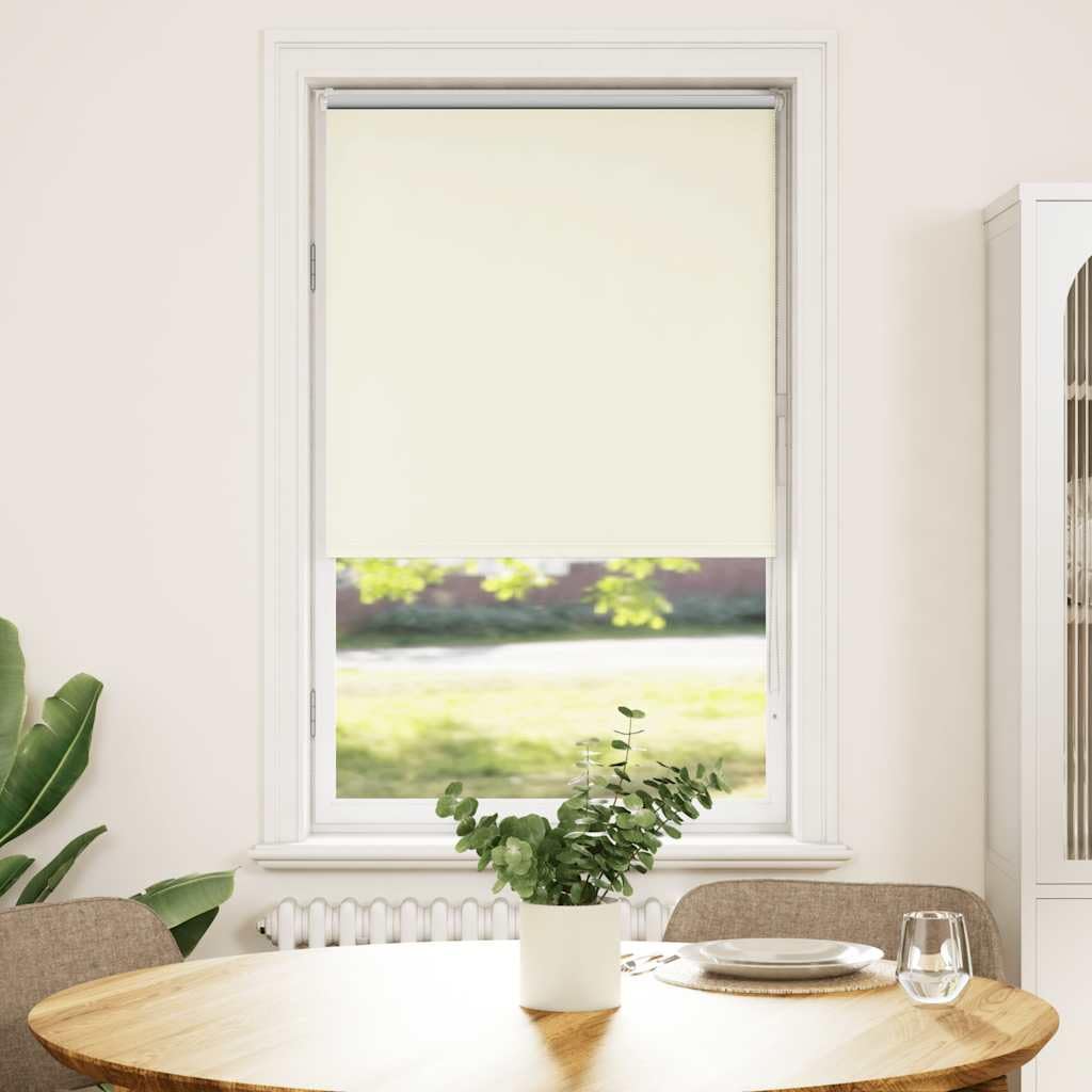 Store Enrouleur occultant Blanc cassé 65x130 cm Toile Polyester avec Supports sans perçage pour fenêtre Salon Bureau Chambre Protection Solaire et intimité