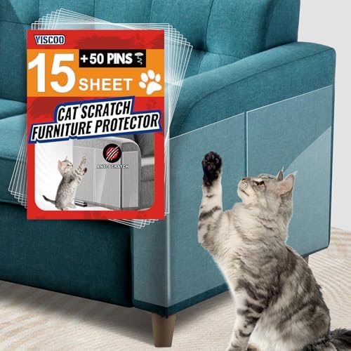 VISCOO Anti Cat Scratch Furniture Protector,15Pack Cat Couch Protector,Transparent
